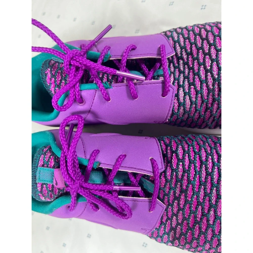 Nike Roshe Run NM Flyknit Mens 12 Fuchsia Flash Anthracite Purple 746825-500